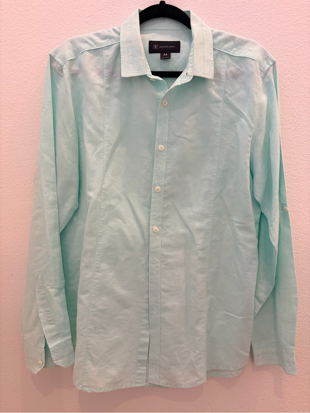 INC International Concepts Mint Green Long-Sleeve Button-Down Shirt #157